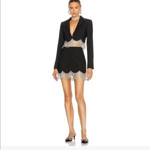 Blazer Neck Long Sleeve Tassels Bodycon Set